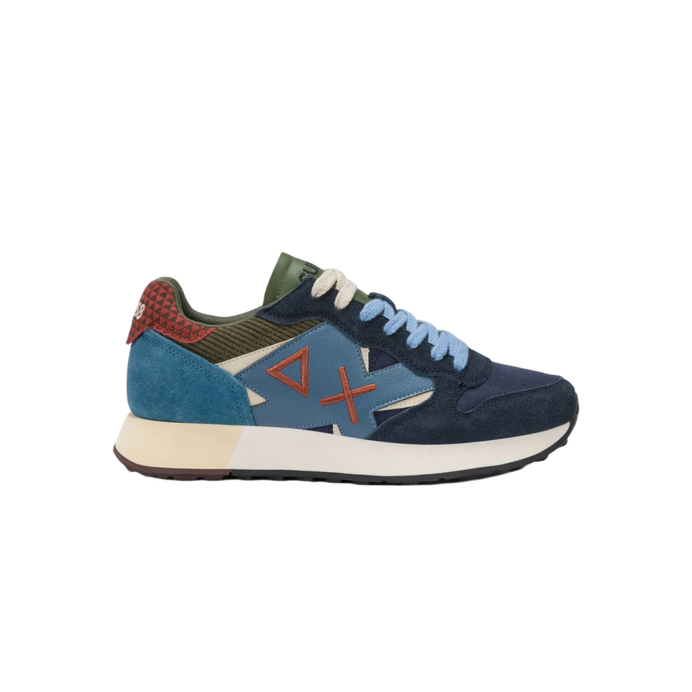 Sun68 Winter Nylon Sneakers met Leren Patch Heren Schoenen Blauw