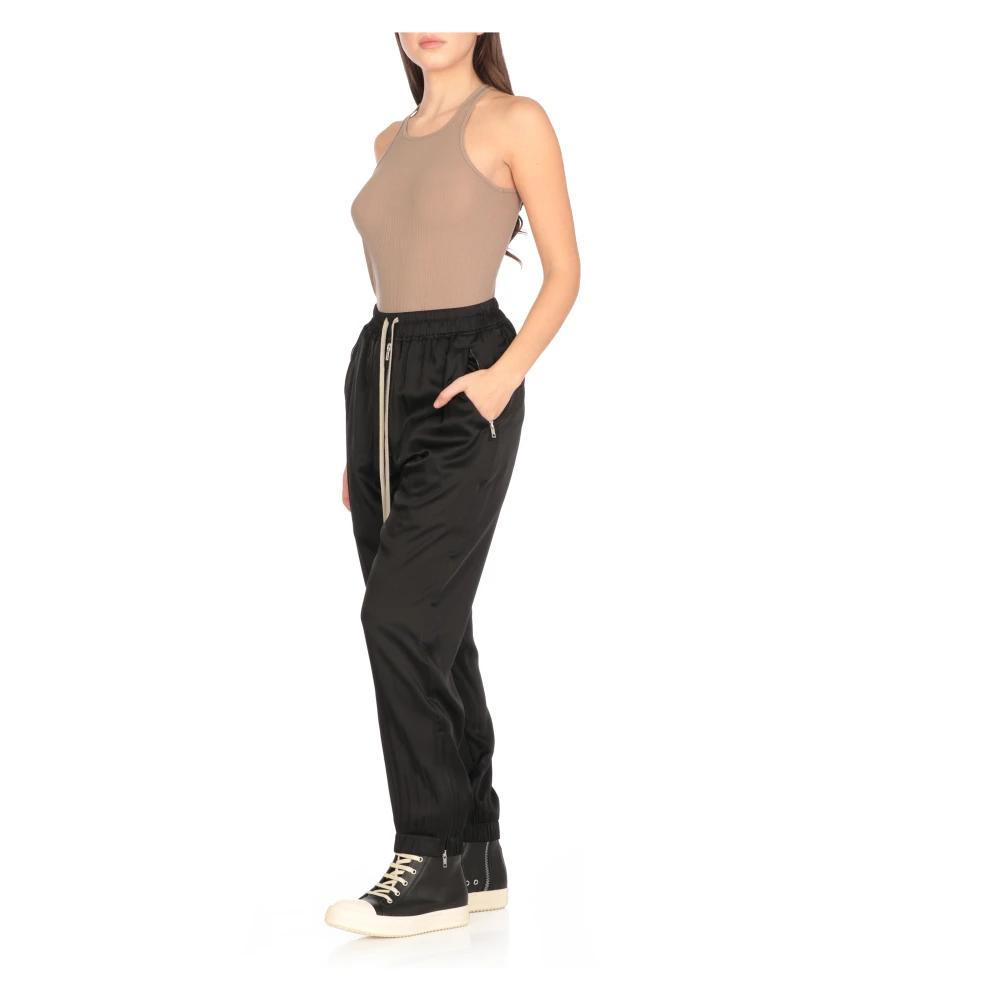Rick Owens Geribbelde Zijdemix Top met Ronde Hals Beige Dames