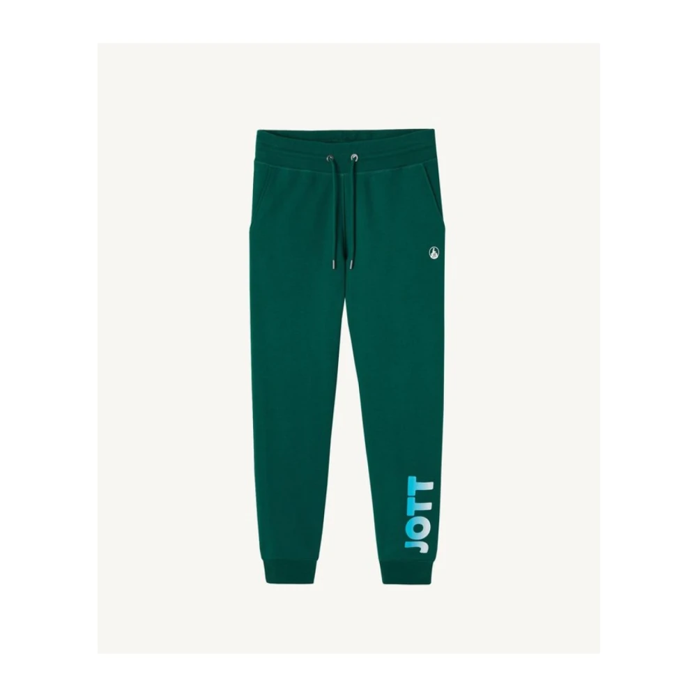 Jott Groene Katoenen Joggers Bedrukt Logo Green Heren