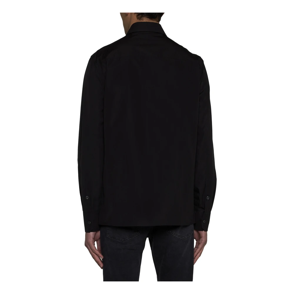 Dolce & Gabbana Zwarte Katoenen Shirt Logo Patch Black Heren