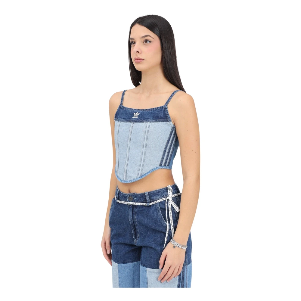 adidas Originals Denim Korset Top Blue Dames