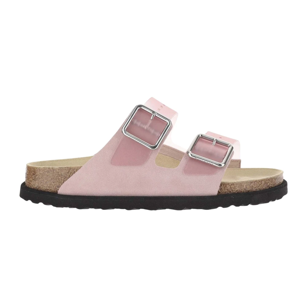 Birkenstock Rosa PVC Sandaler med Mocka Kant Pink, Dam