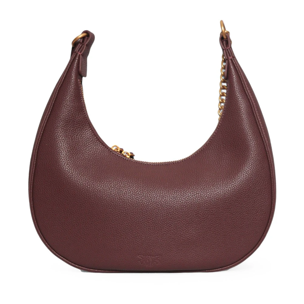 pinko Tumbled Leren Tas in Brioche Stijl Brown Dames