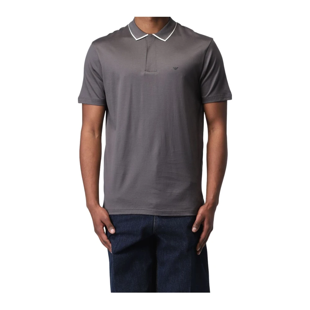 Emporio Armani Heren Polo met Contrast Trim Gray Heren