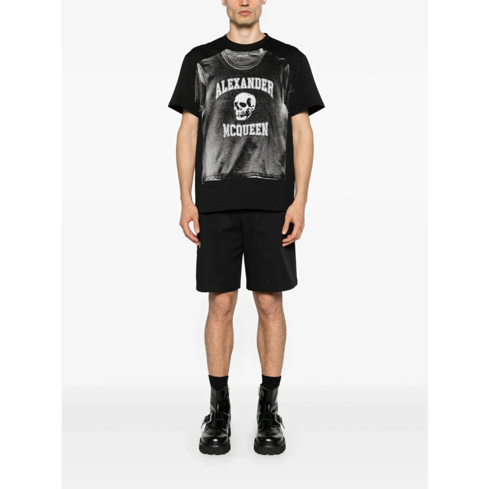 alexander mcqueen Zwart Logo Print Katoenen T-shirt Black Heren