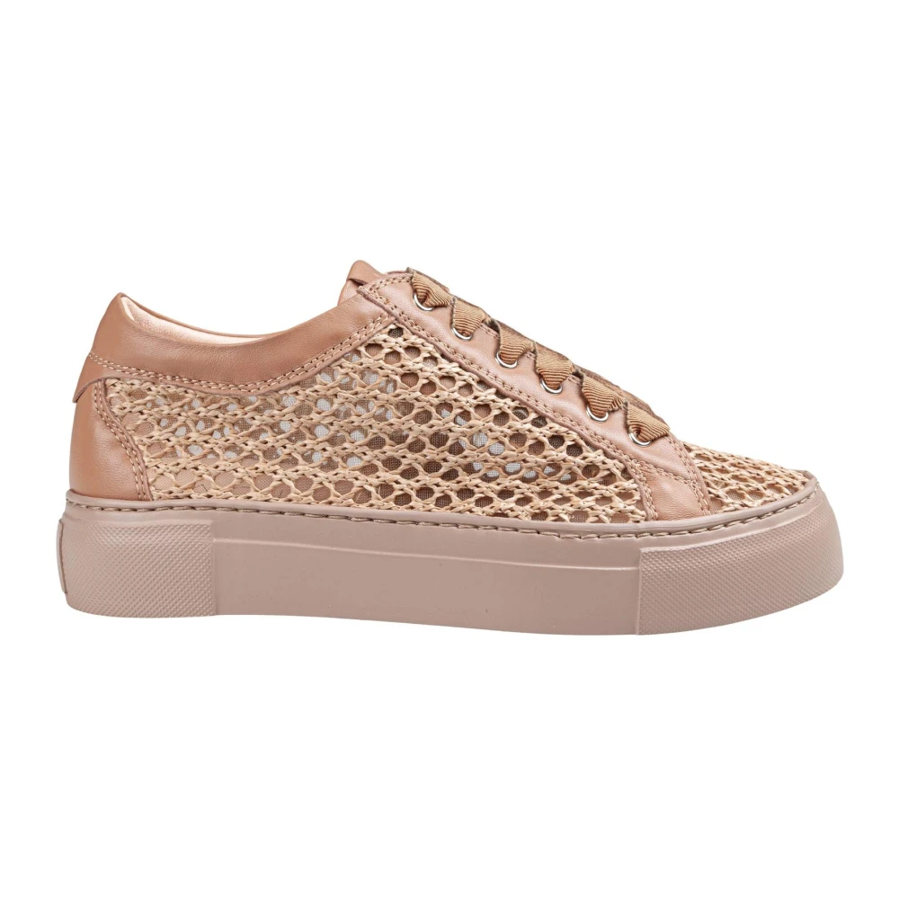 AGL Geperforeerde Stoffen Sneakers Dames Schoenen Bruin
