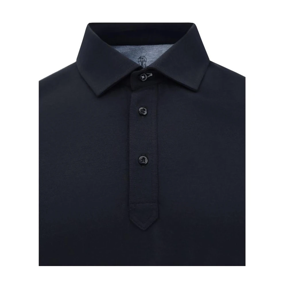 BRUNELLO CUCINELLI Zijden Polo Shirt met Dubbellaags Ontwerp Black Heren
