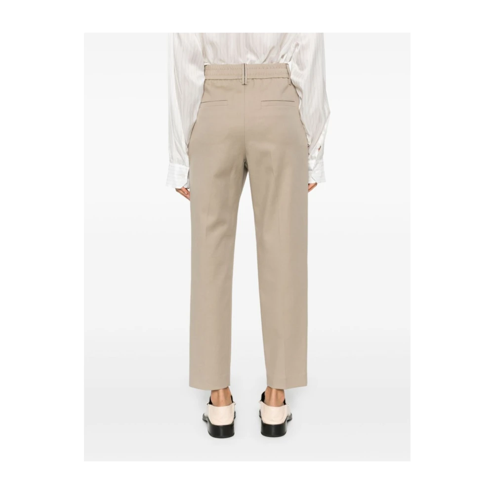 BRUNELLO CUCINELLI Beige Stretch Katoen Drill Broek Beige Dames