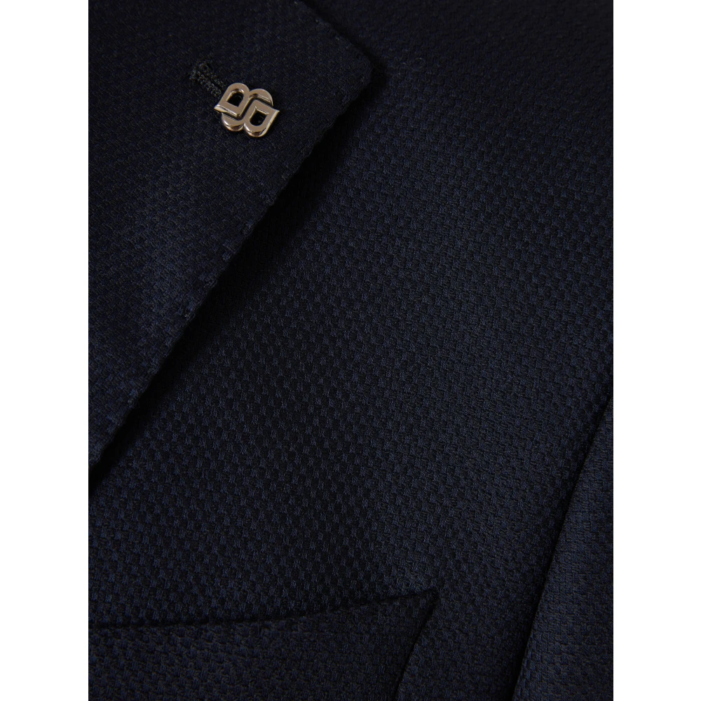 Hugo Boss Wol Katoenen Jas met 2 Knopen Blue Heren