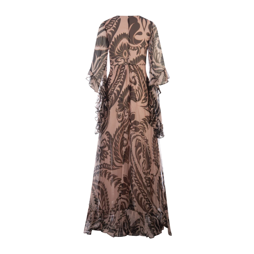 ETRO Roze Zijden Chiffon Maxi Jurk Multicolor Dames
