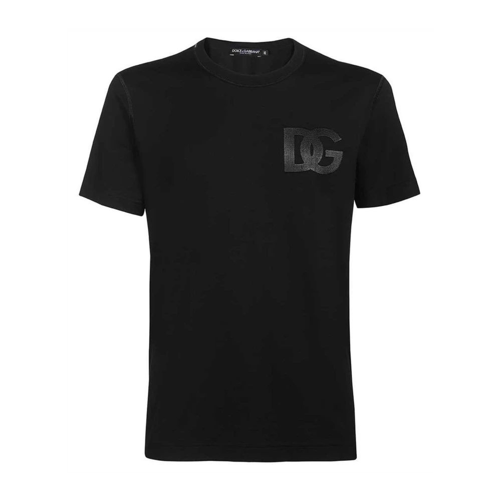 Dolce & Gabbana Geëmbosseerd katoenen T-shirt Black Heren
