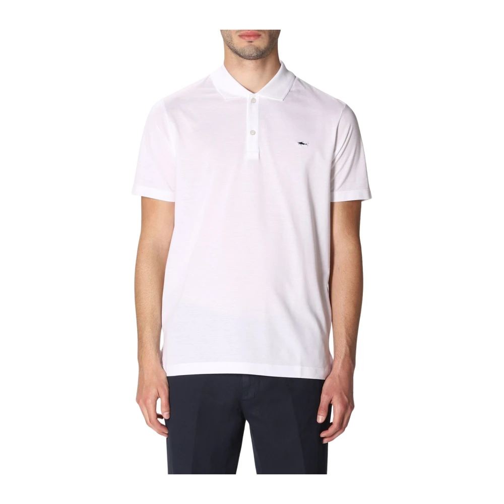 Paul & Shark White Polo Shirts, Male, 3XL, Cotton Pique Polo With Shark