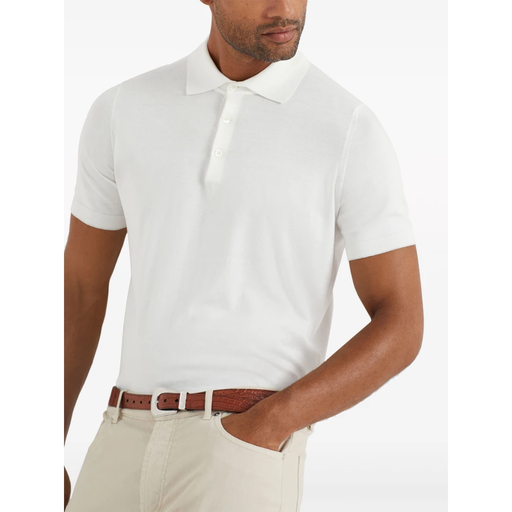 BRUNELLO CUCINELLI Wit Polo Shirt Klassieke Stijl White Heren
