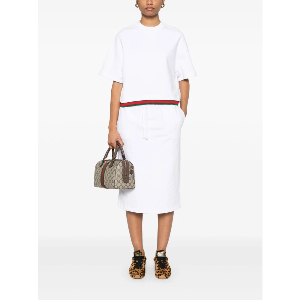 Gucci Witte T-shirts en Polos met Web-stripe White Dames