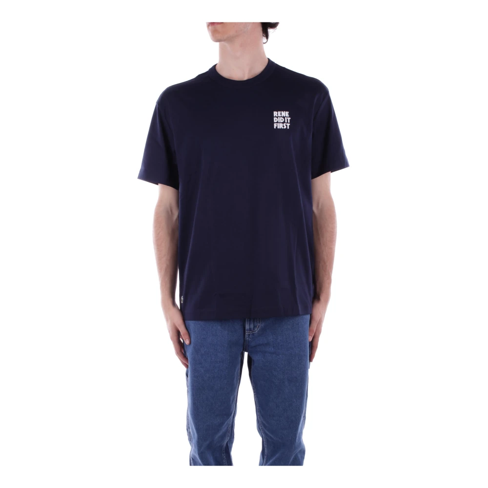 Lacoste Katoenen Piqué T-shirt met Achter Slogan Blue Heren