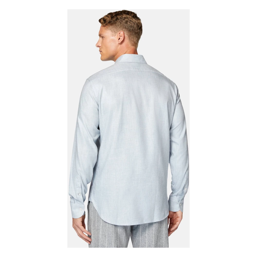 Boggi Milano Regular Fit Tencel Blend Flanellen Overhemd Blue Heren