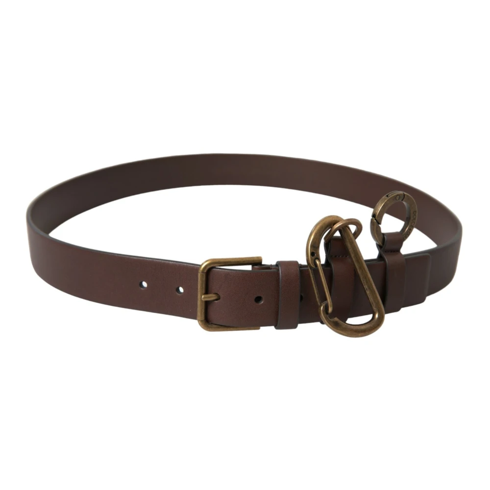 Dolce & Gabbana Luxe Leren Riem met Metalen Gesp Brown Heren