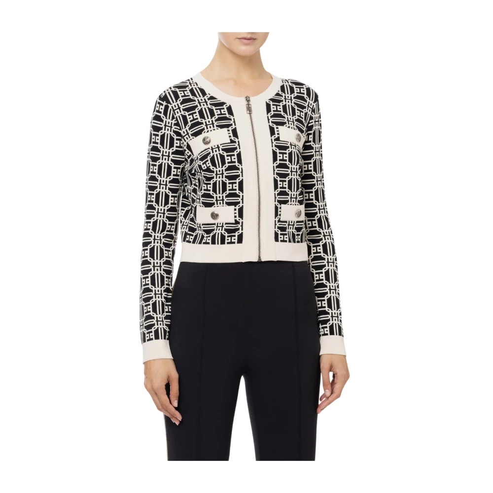Elisabetta Franchi Korte Cardigan Sweater Black Dames