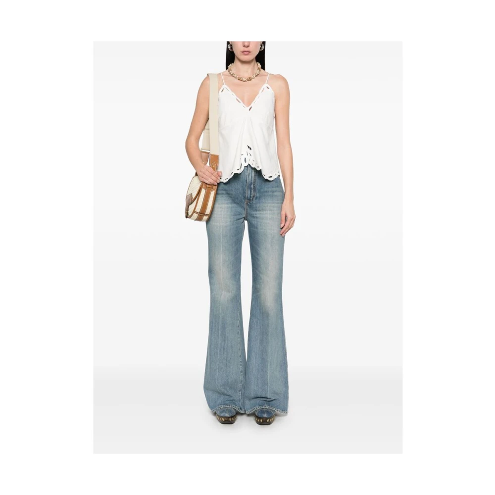 Isabel Marant Étoile Elegante witte gehaakte trim V-hals top White Dames