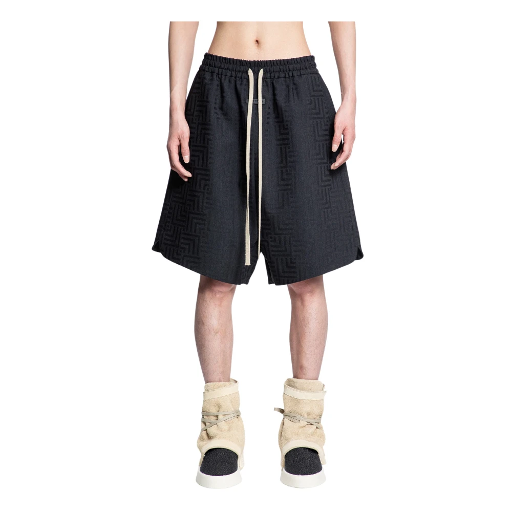 Fear Of God Grafische Jacquard Elastische Taille Shorts Black Heren