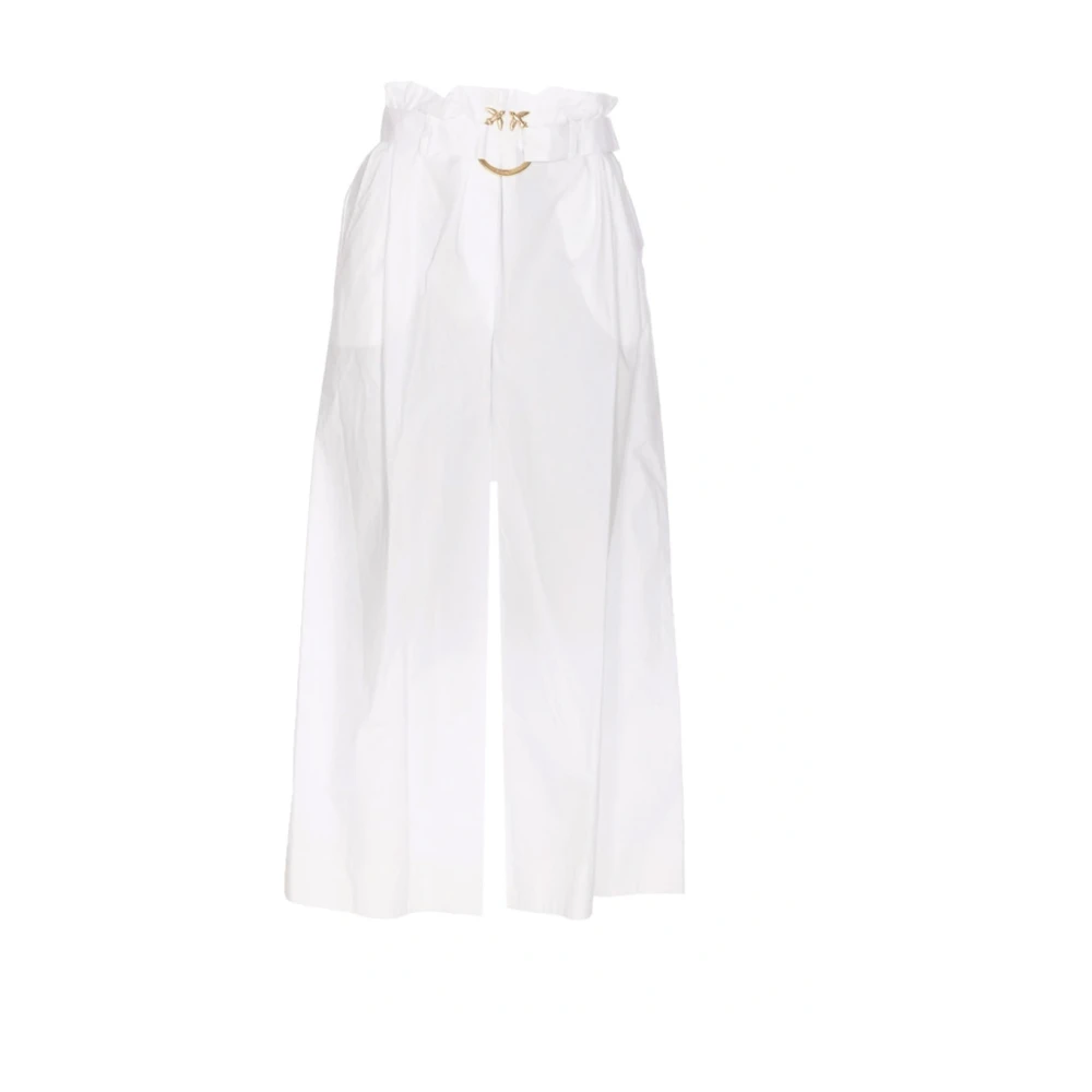 Pinko Wijde Pijp Katoenen Broek White Dames