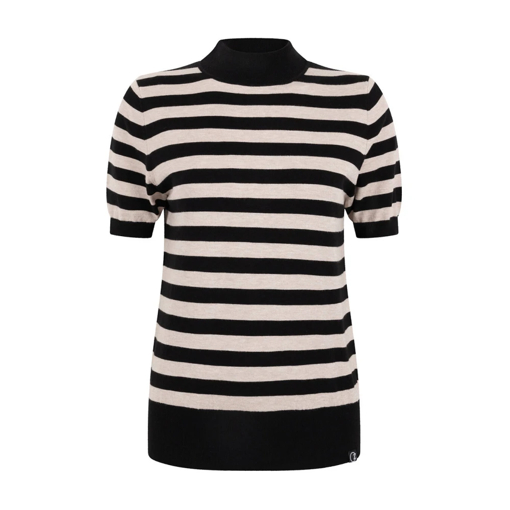 Zoso Korte Mouw Gestreepte Pullover Top Black Dames