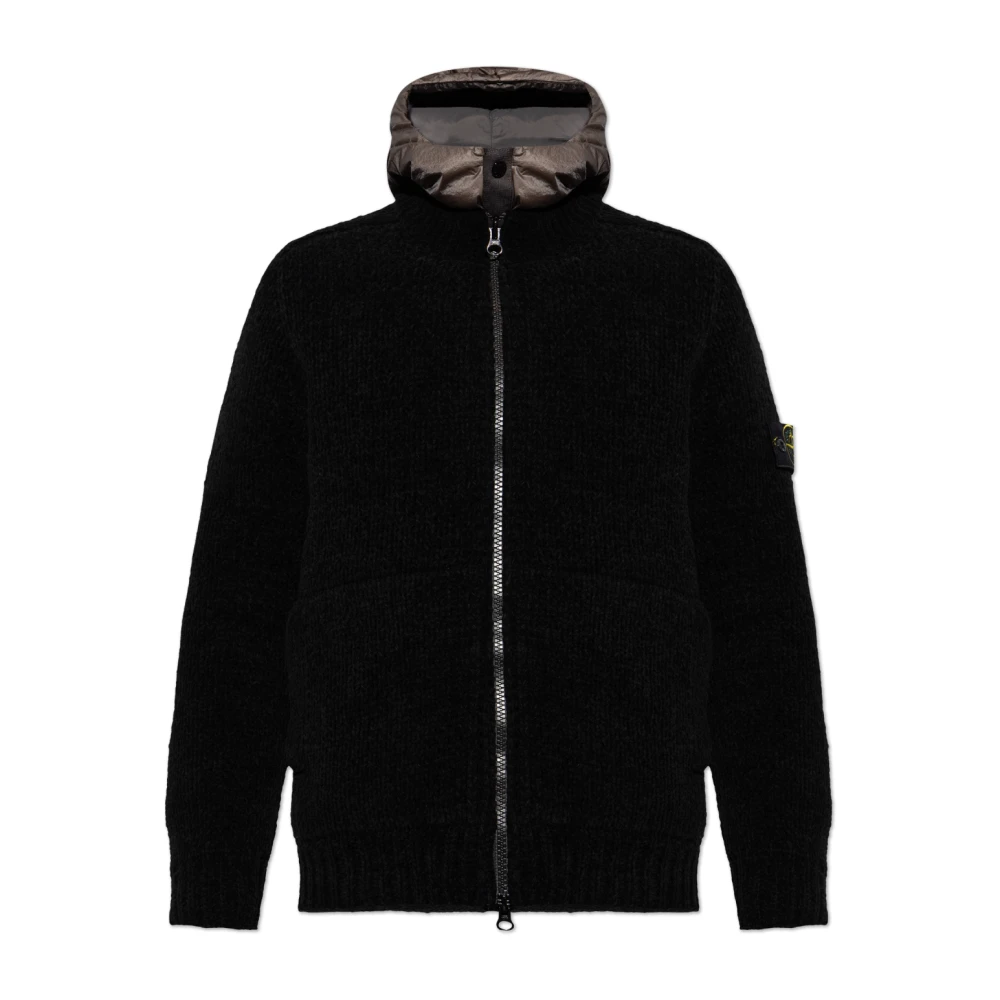 Stone Island Donsjack met logo Black Heren