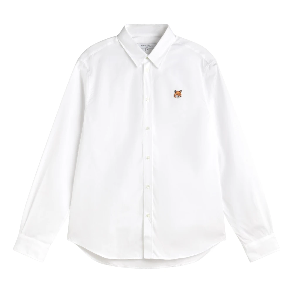 Maison Kitsuné Fox Head Classic Overhemd White Heren