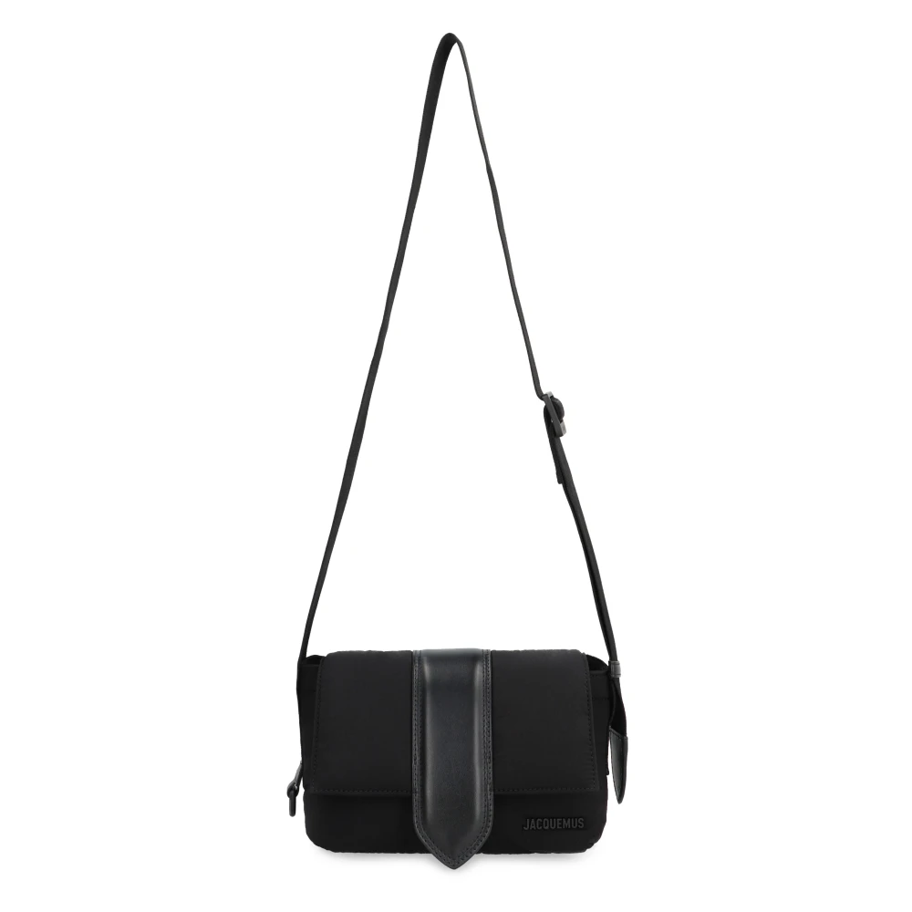Jacquemus Nylon Messenger Tas met Leren Details Black Heren