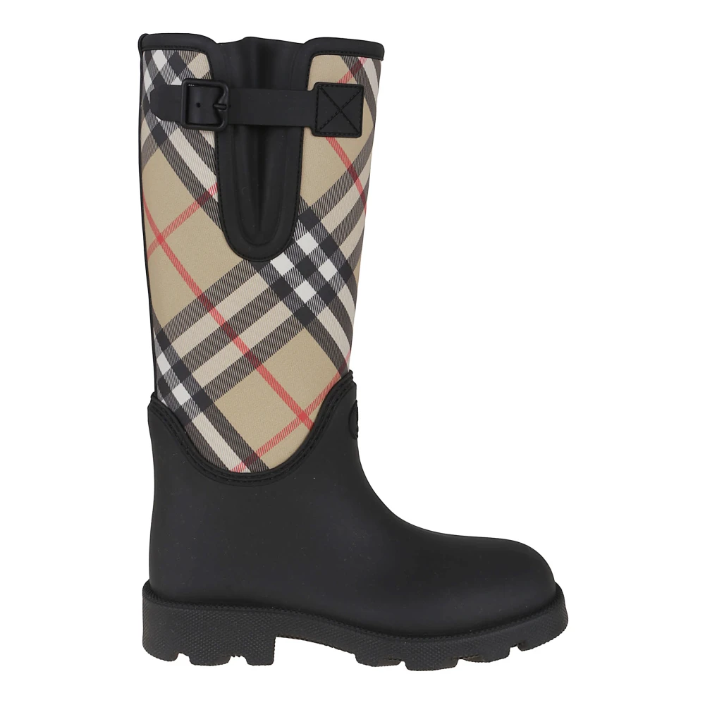 Burberry Multicolor Black Ankle Boots With Equestrian Design - Female - Wellies - 7 Uk - Shoes