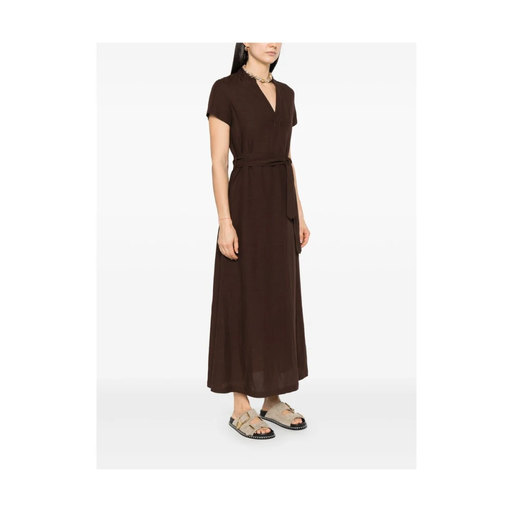 A.p.c. Chocoladebruine V-hals Jurk met Riem Brown Dames