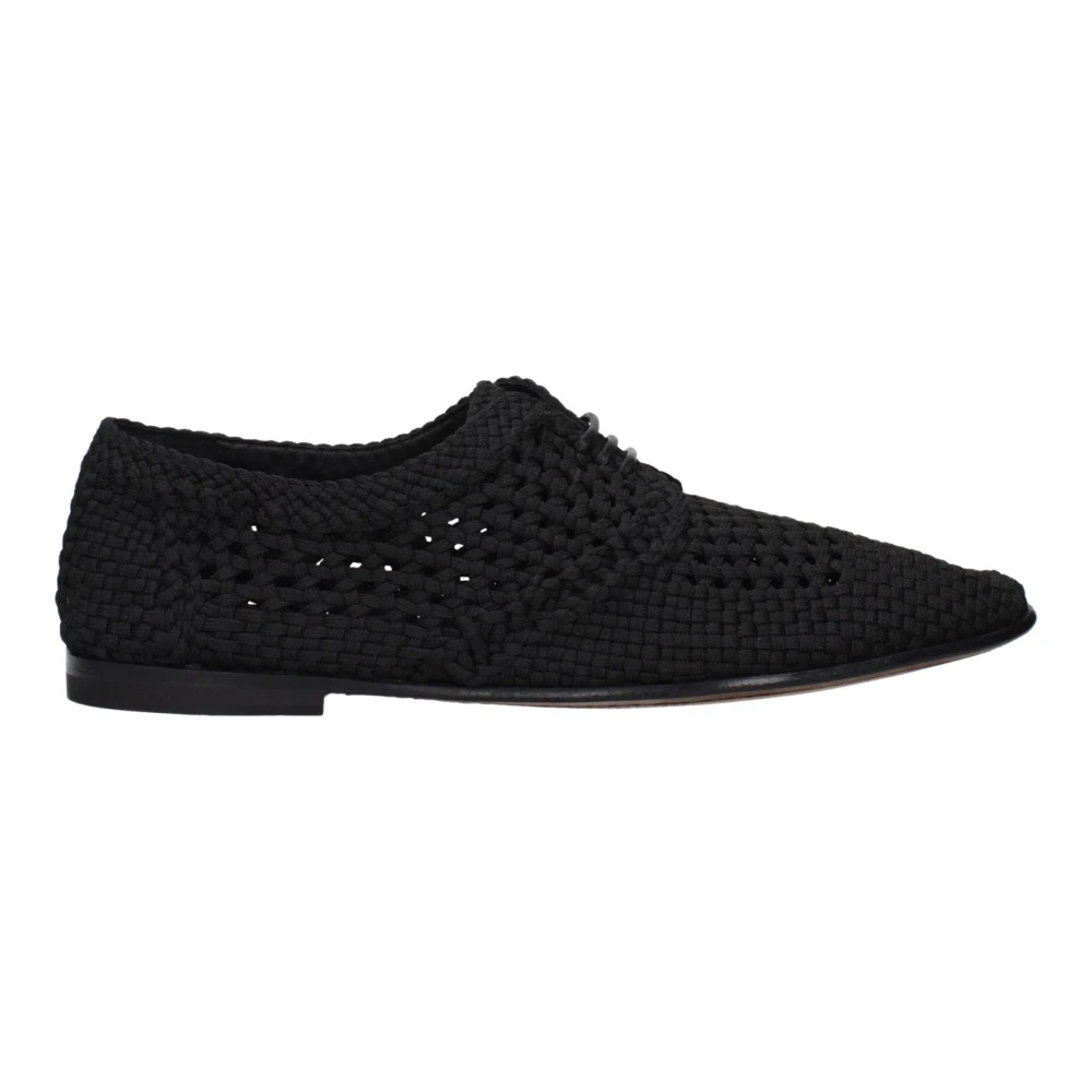 Dolce & Gabbana , Laced Shoes, Male, Black, 7 Uk, Woven Fabric Derby Shoes