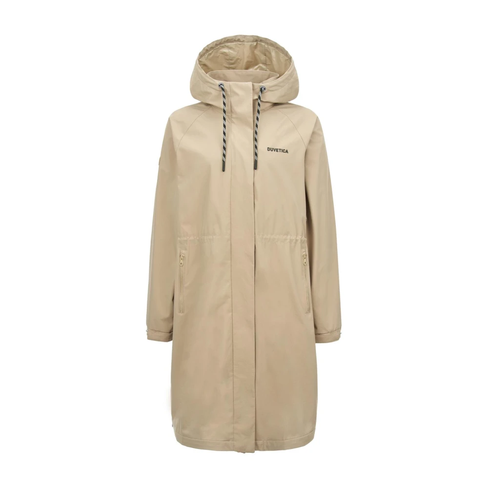 Duvetica Winddichte Hooded Jacket met Logoband Beige Dames