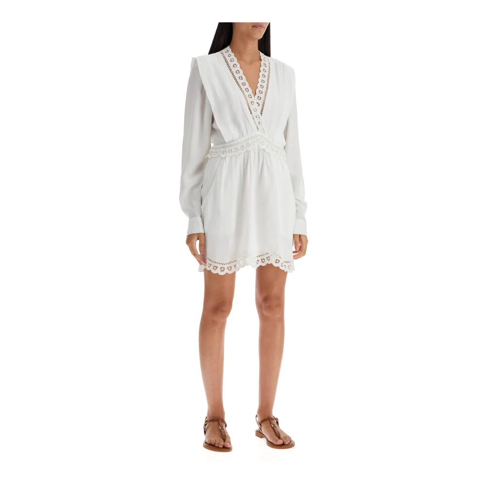 Isabel Marant Étoile Sangallo Kant Mini Jurk met Asymmetrische Zoom White Dames