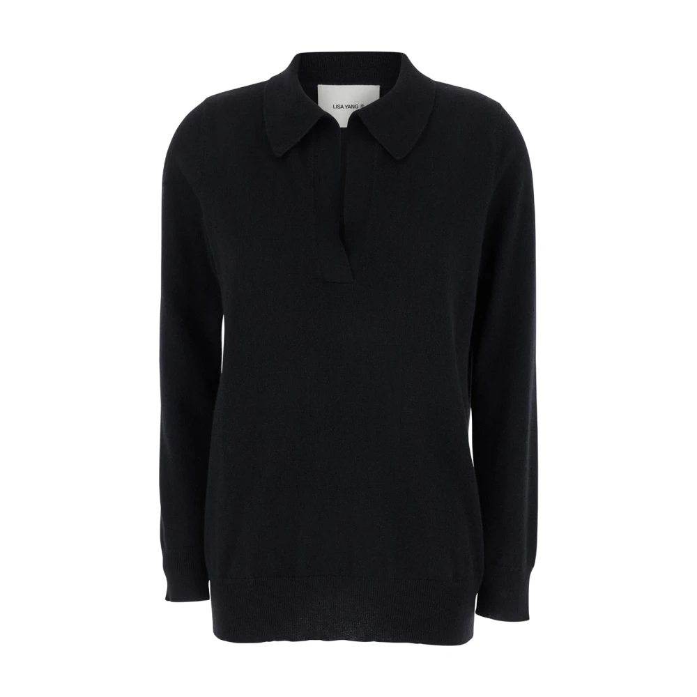 Lisa Yang Zwarte Cashmere V-hals Trui Black Dames