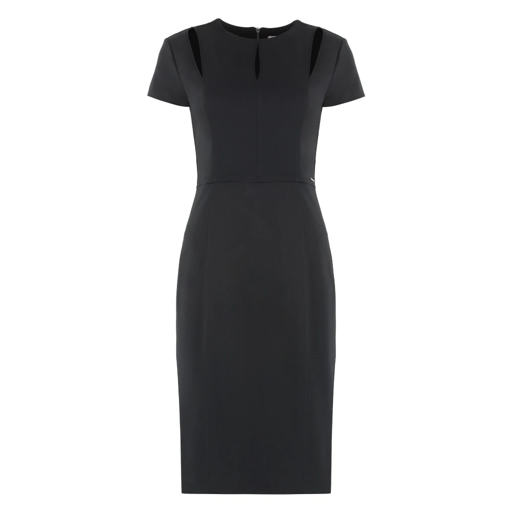 Calvin Klein Crepe Jurk met Uitgesneden Details Black Dames
