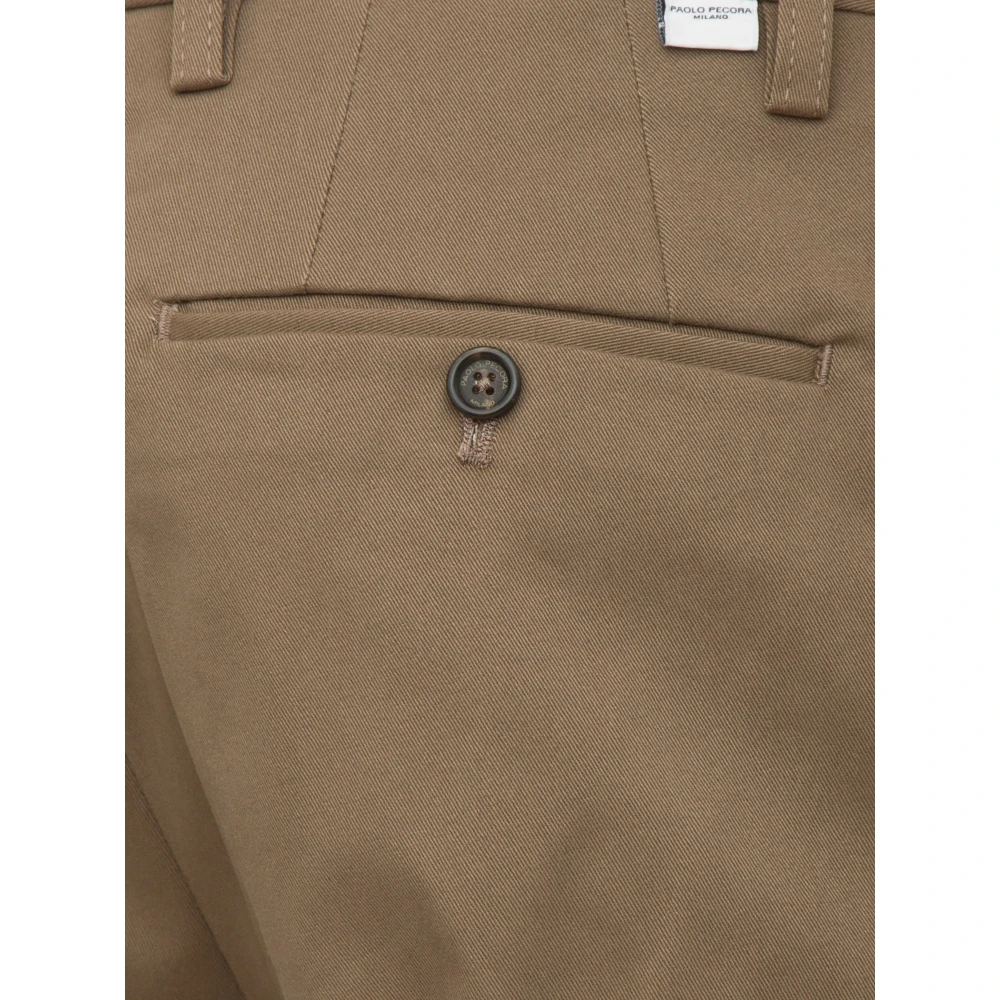 Paolo Pecora Groene Stoffen Broek Brown Heren