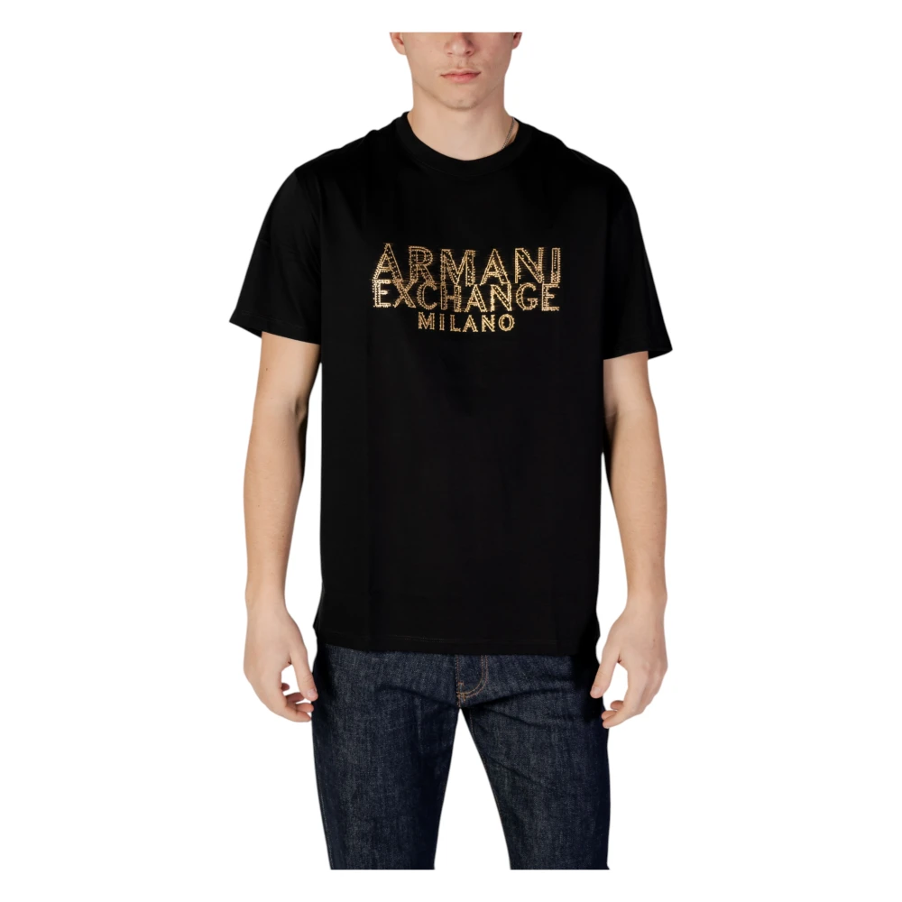 Armani Exchange Korte mouw katoenen T-shirt Black Heren