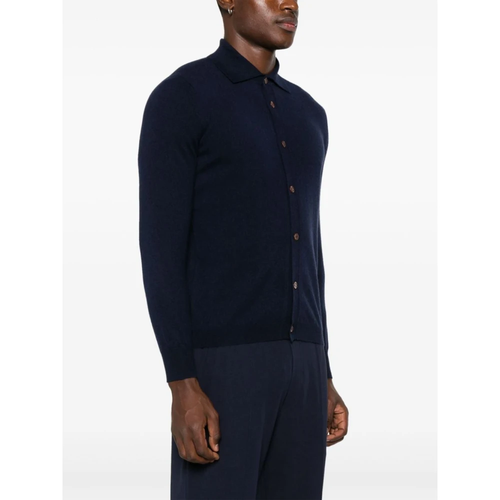 BRUNELLO CUCINELLI Navy Cashmere Gebreide Trui Blue Heren
