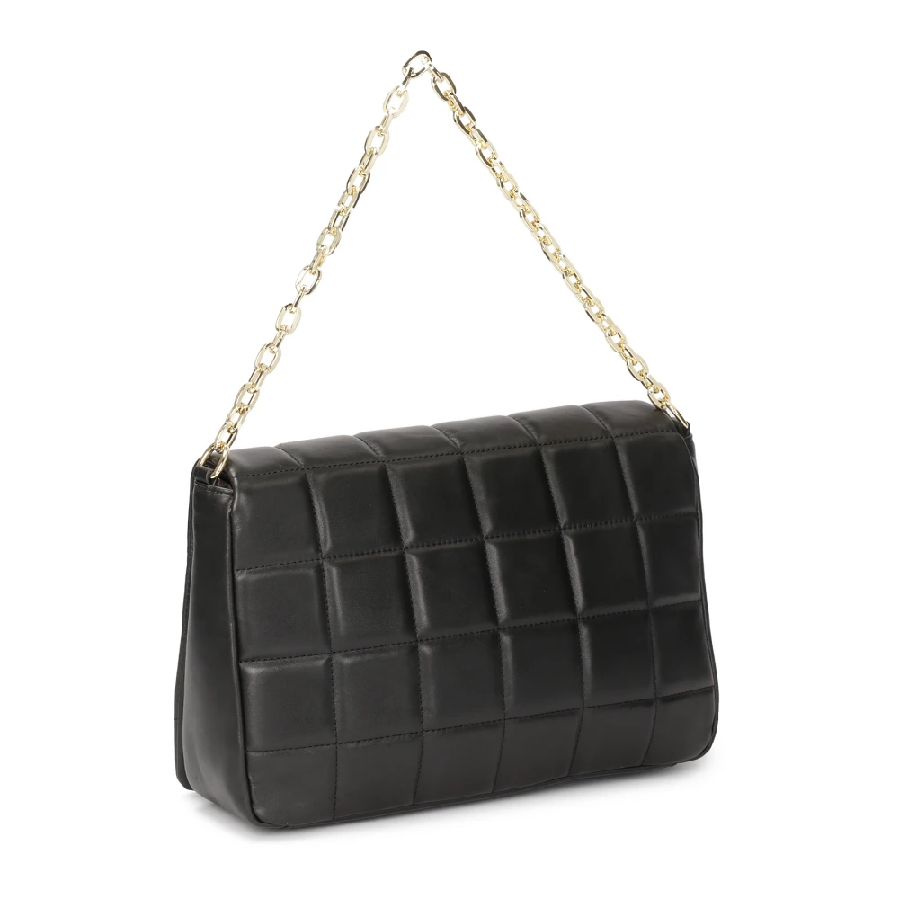 Kazar Zwarte handtas met gewatteerde klep Black Dames