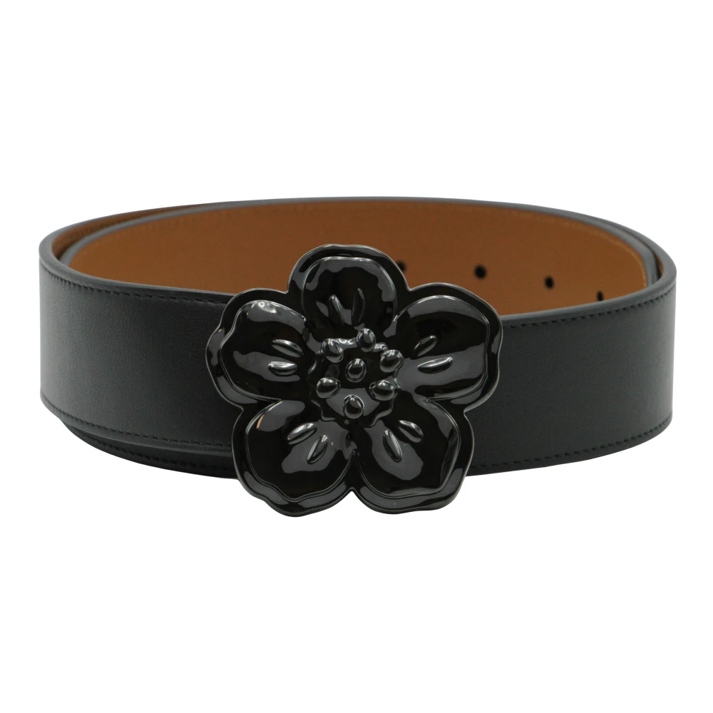 Kenzo Omkeerbare Kalfsleren Riem met Metalen Gesp Black Heren