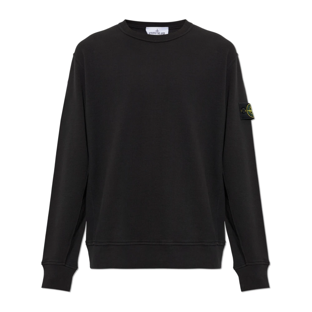 Stone Island Sweatshirts, Male, Xl, Sweatshirt With Logo Patch Black