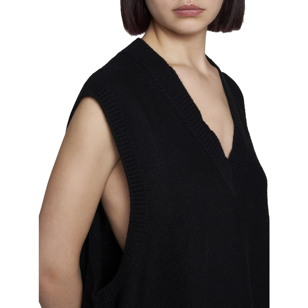 MM6 Maison Margiela Mini Jurk van Virgin Wool Blend Breisel Black Dames