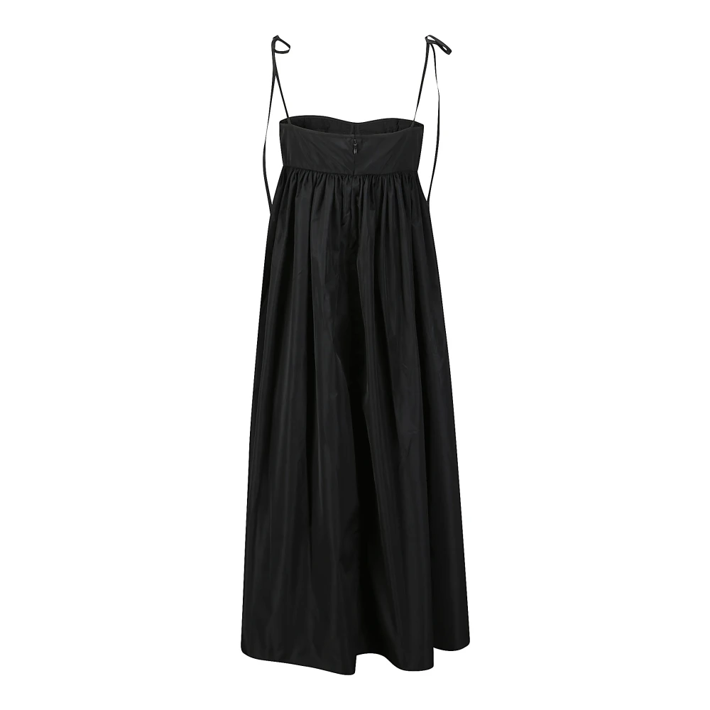 Cecilie Bahnsen Taffeta Lace-Up Midi Jurk Black Dames