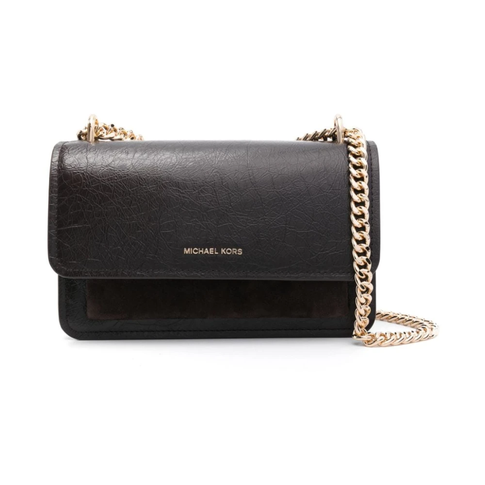 Michael Kors Bruine leren schoudertas met ketting Brown Dames