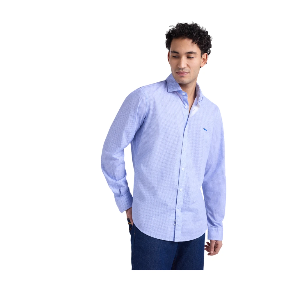Harmont & Blaine Blue Casual Shirts, Male, 2XL, Micro-Print Shirt