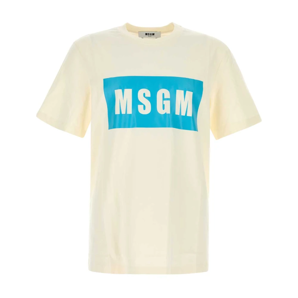 Msgm Zachte Katoenen T-shirt in Crème Yellow Heren