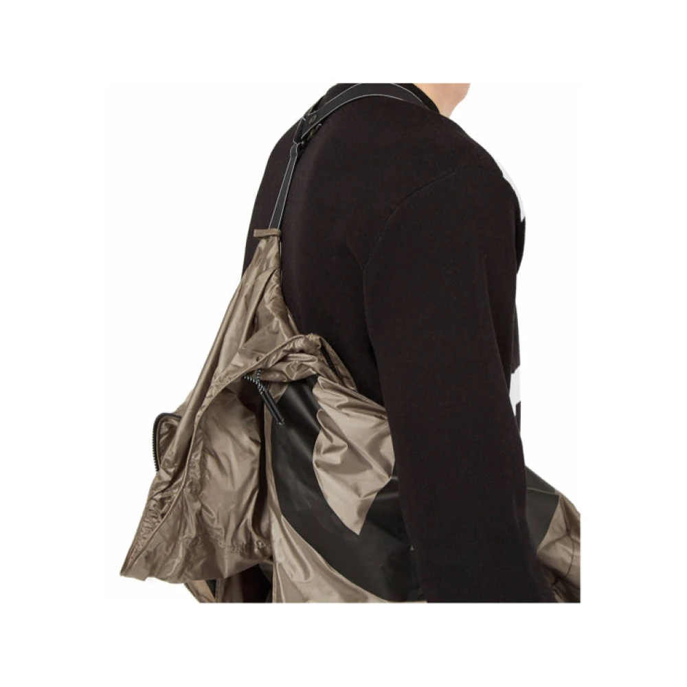 Armani Nylon Hoodie met Logo Beige Heren