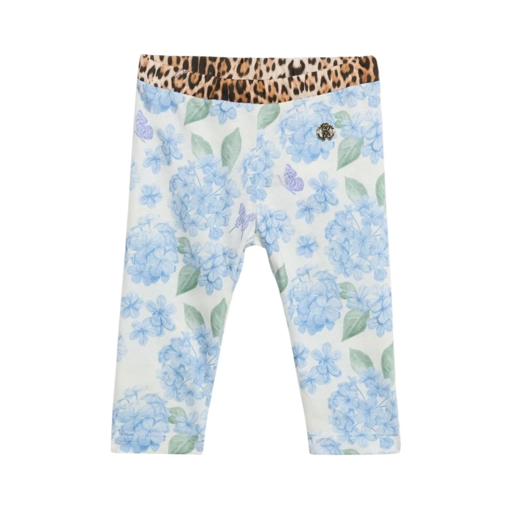 Roberto Cavalli Girls Blue Leggings, 2 Y, Leggings With New Heritage Print