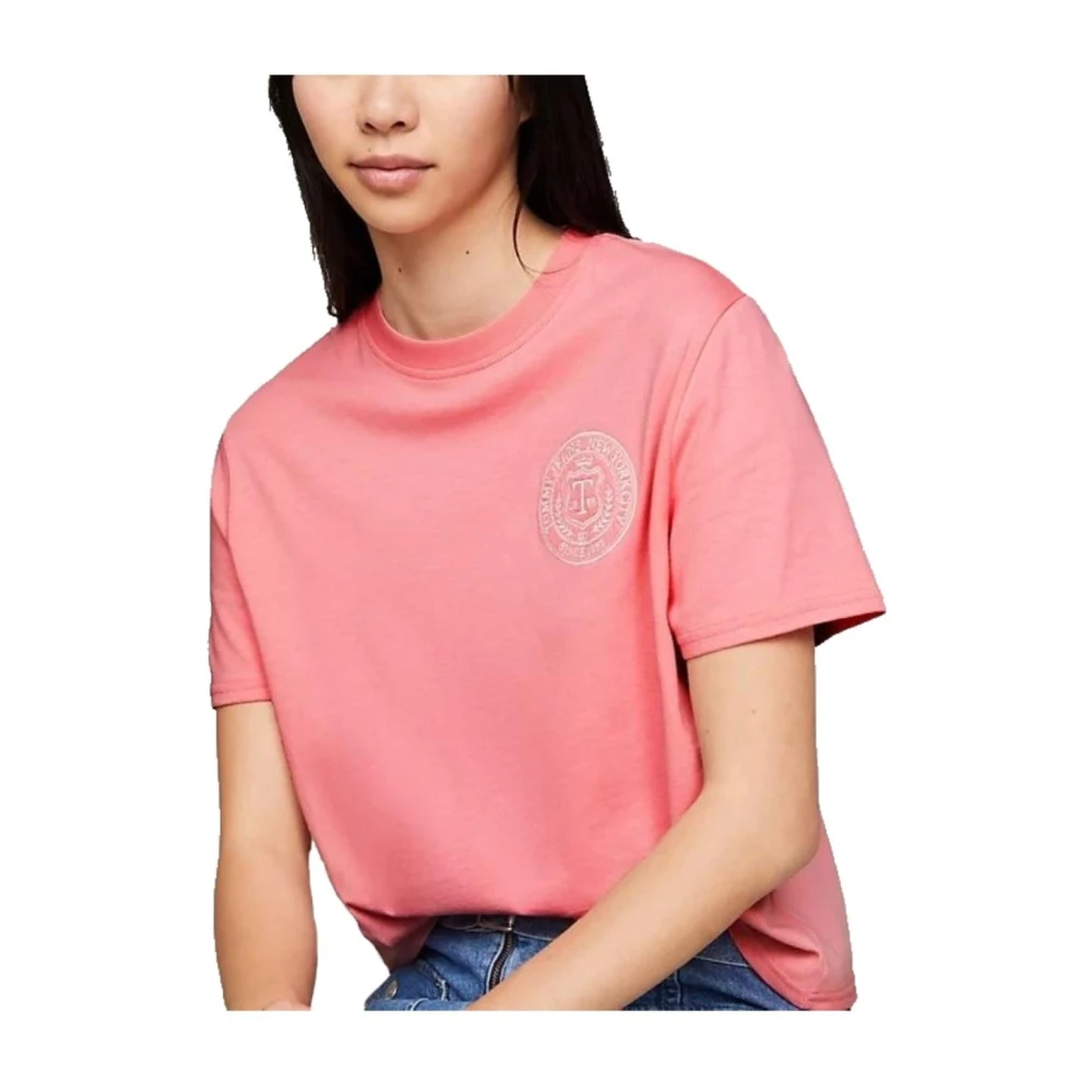 Tommy Hilfiger Luxe Urban Tee met voor- en achterprint Pink Dames